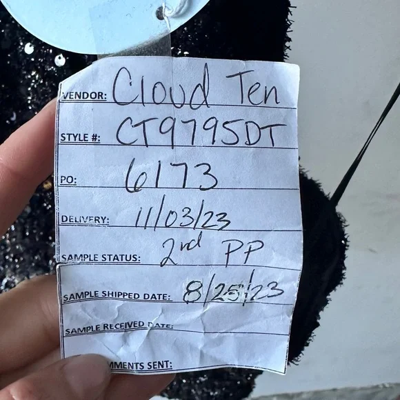 12th Tribe SAMPLE Black Sequined Wrap Top - Picture 3 of 8